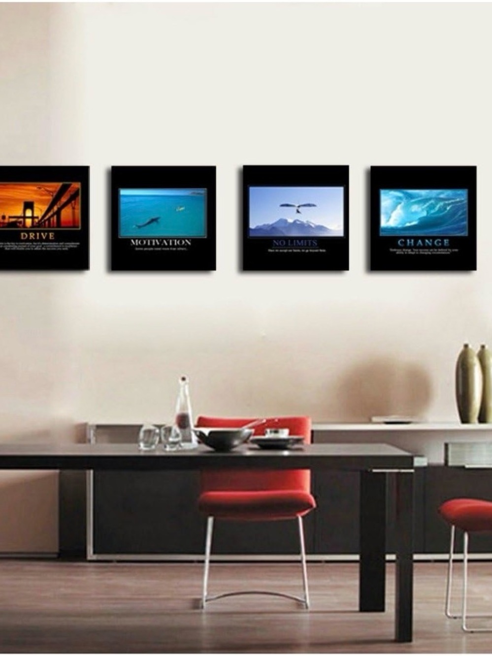 Set of 4 Motivational Office Wall Art Set | Canvas Print